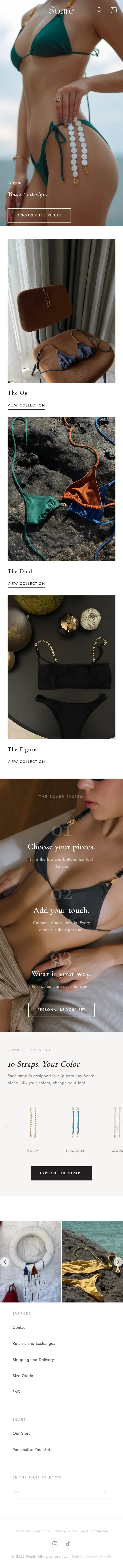 Soarë online store, full homepage on mobile
